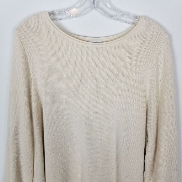 J.Jill Women Fuzzy Sleeve Sweater Size XL Pullover Ivory Cotton Blend Crew Neck - Picture 2 of 6
